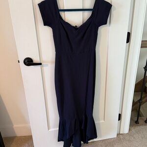 Lulu’s Blue off the shoulder Midi dress